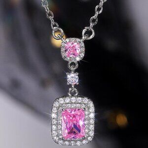 💥Double Royal Pink Zircon Luxury Necklace for Women, UNVN12411